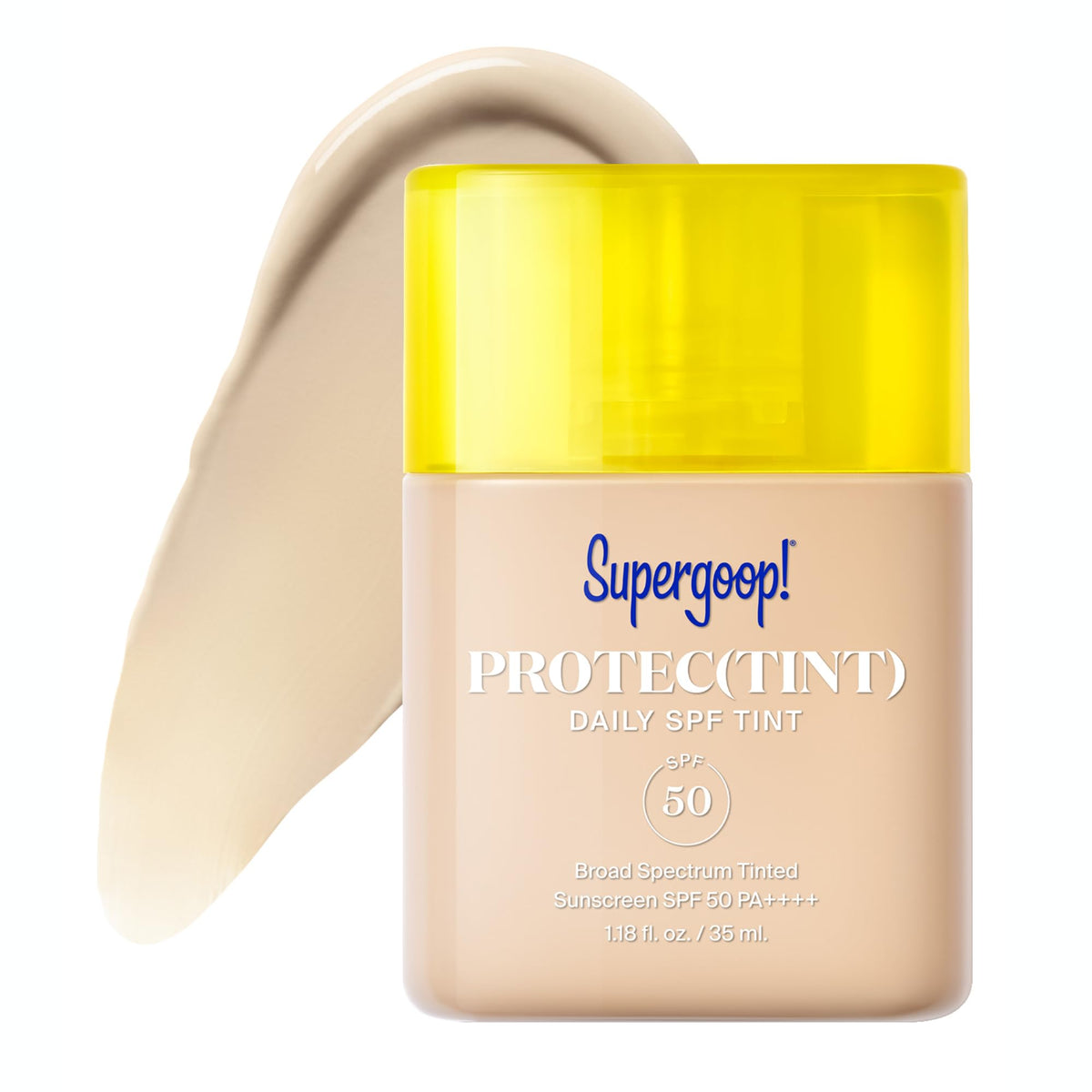 Supergoop Protec(tint) – bouteille pompe: texture légère et protection SPF 50.