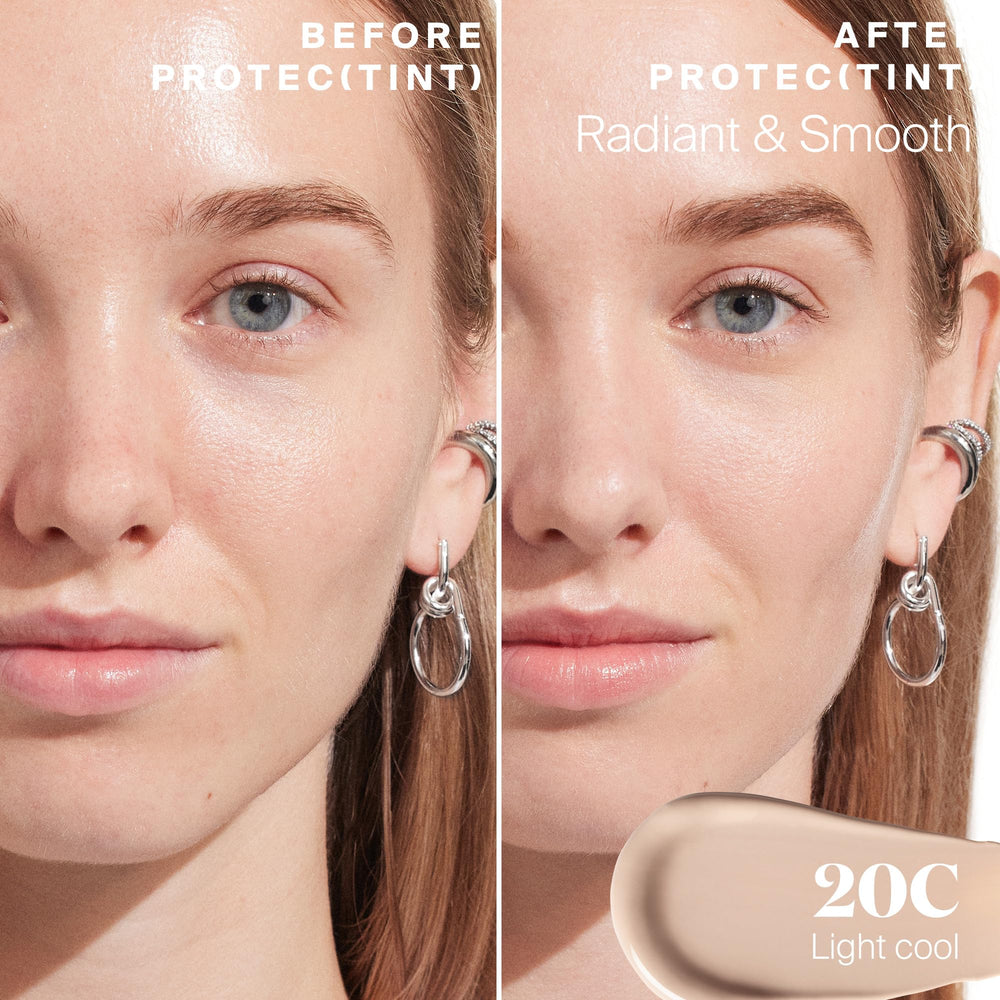 Protec(tint) SPF50 sans traces blanches sur la peau.