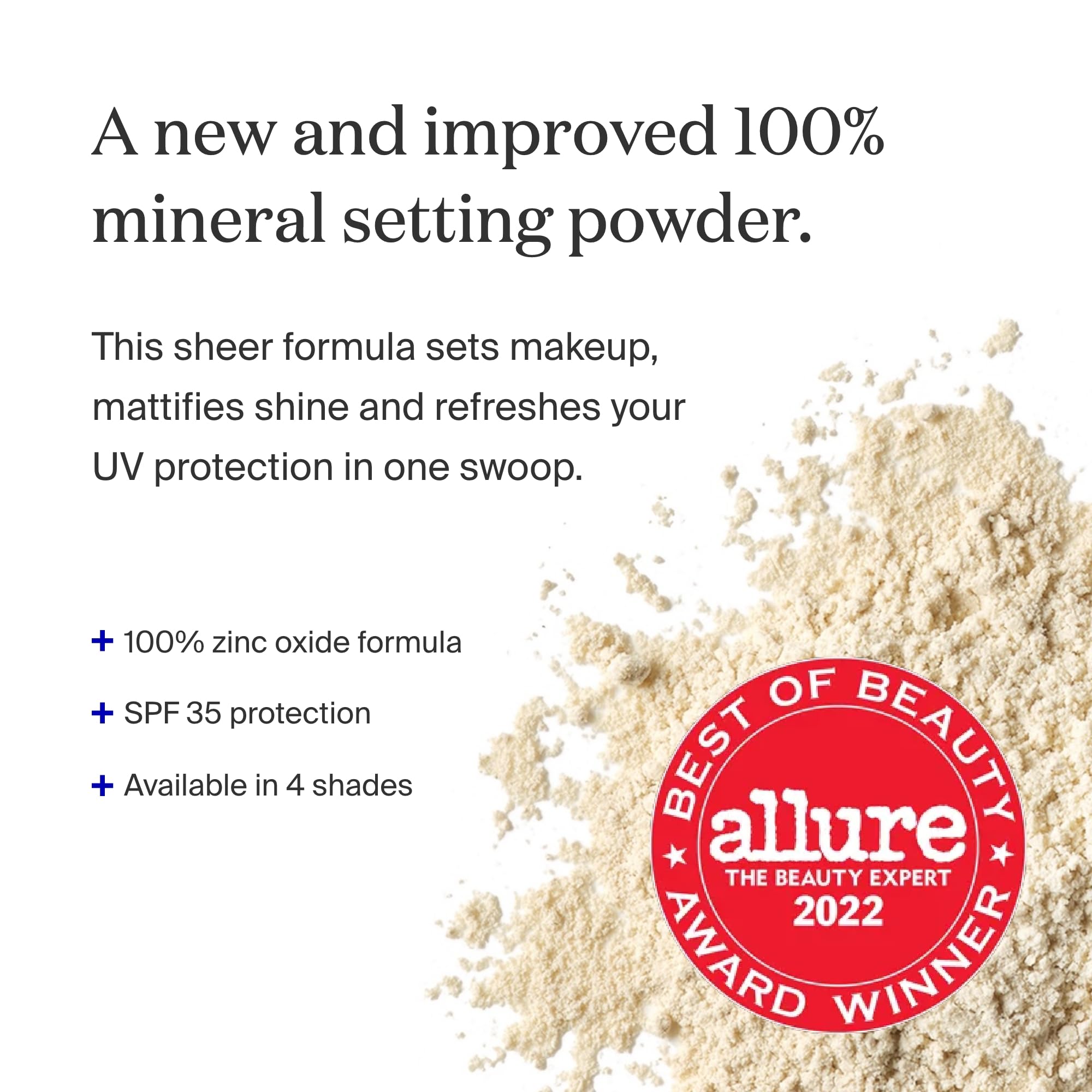 Supergoop! Poudre visage SPF 35 teinte pâle: fini translucide et protection solaire discrète.