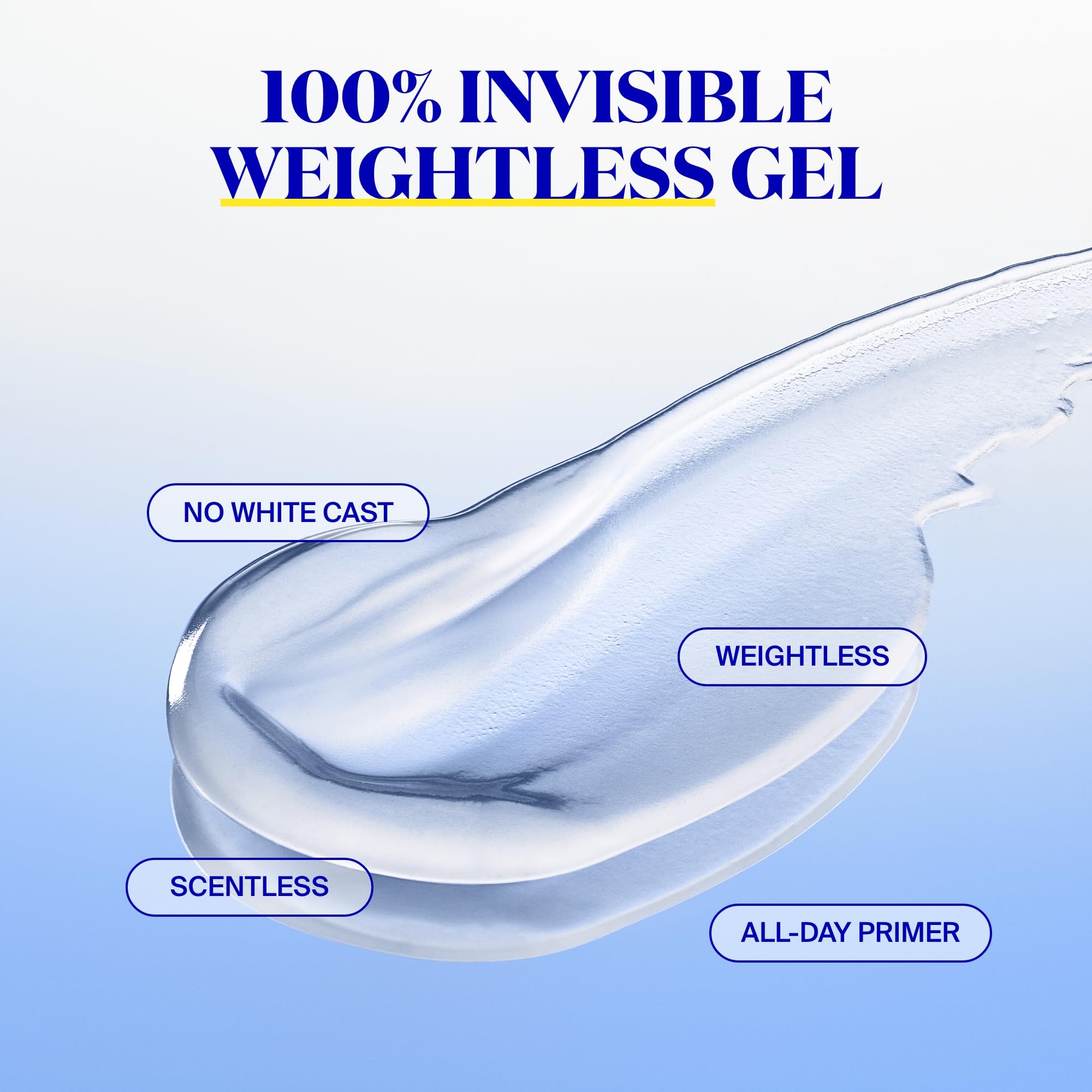 Texture invisible sur le visage, prête pour le maquillage naturel.