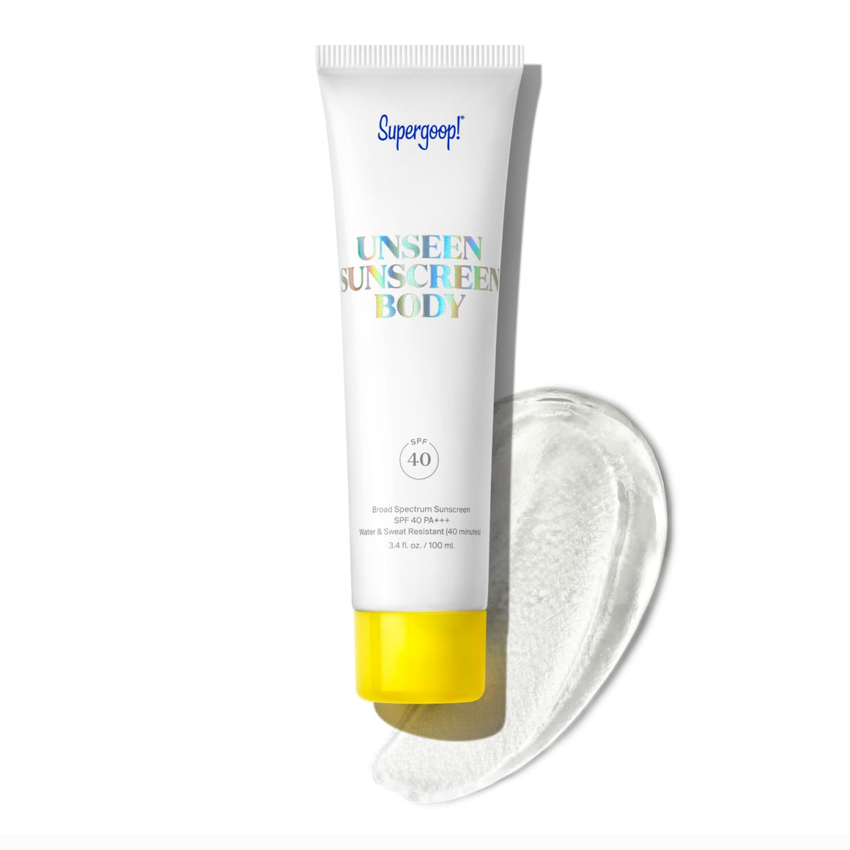 Supergoop Unseen Sunscreen Body SPF 40 – bouteille, protection légère et inodore pour le corps.
