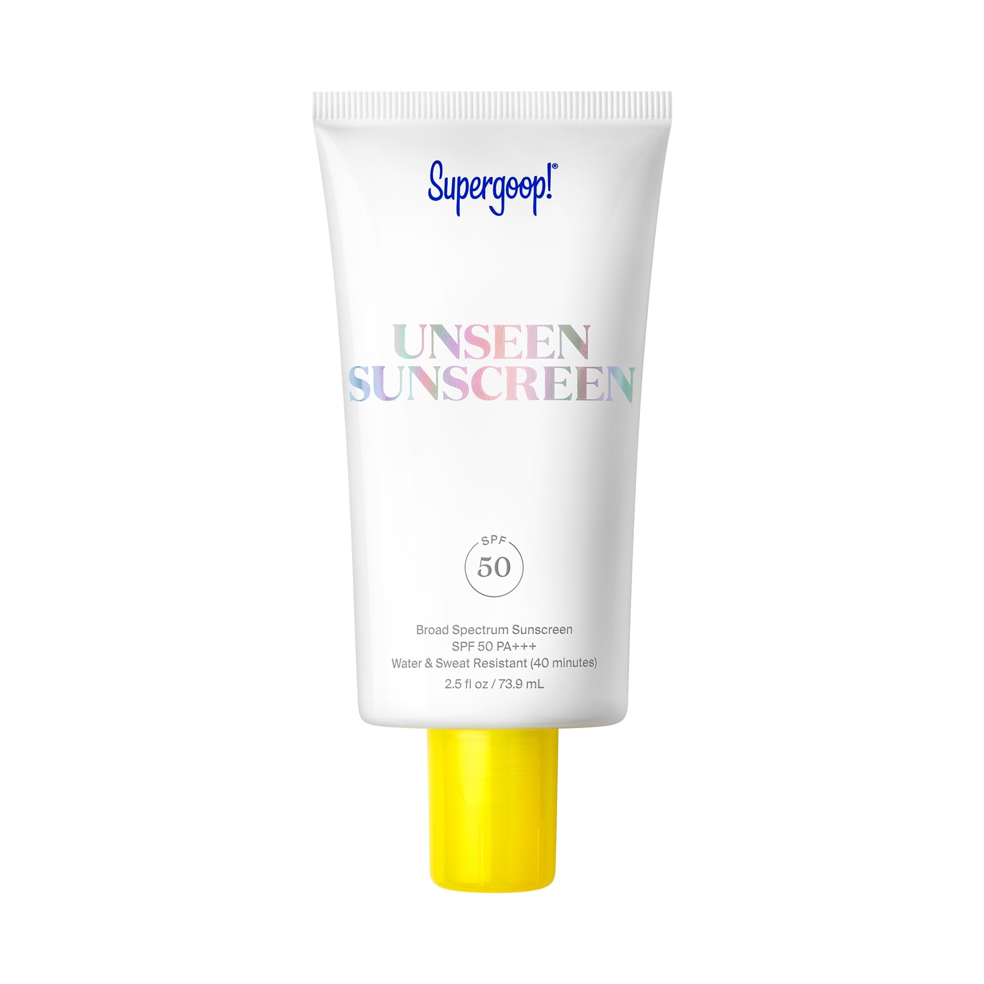 Supergoop Unseen Sunscreen appliqué sur flacon invisible pour protection légère.