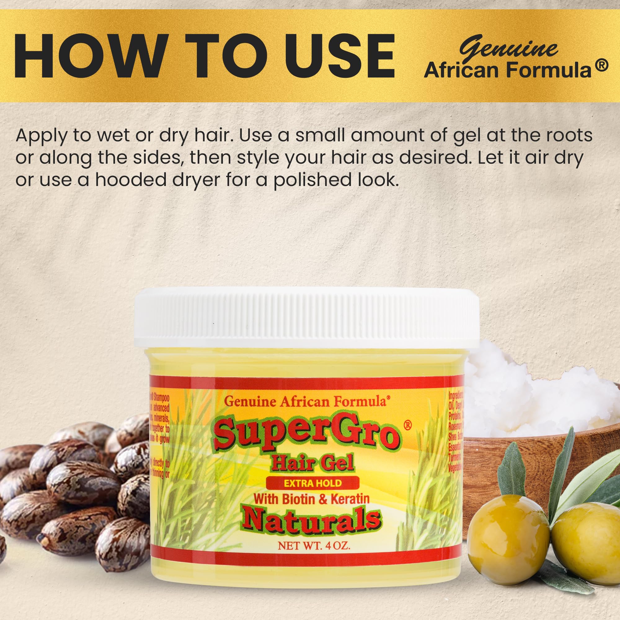Soin des cheveux et cuir chevelu par les ingrédients naturels SuperGro