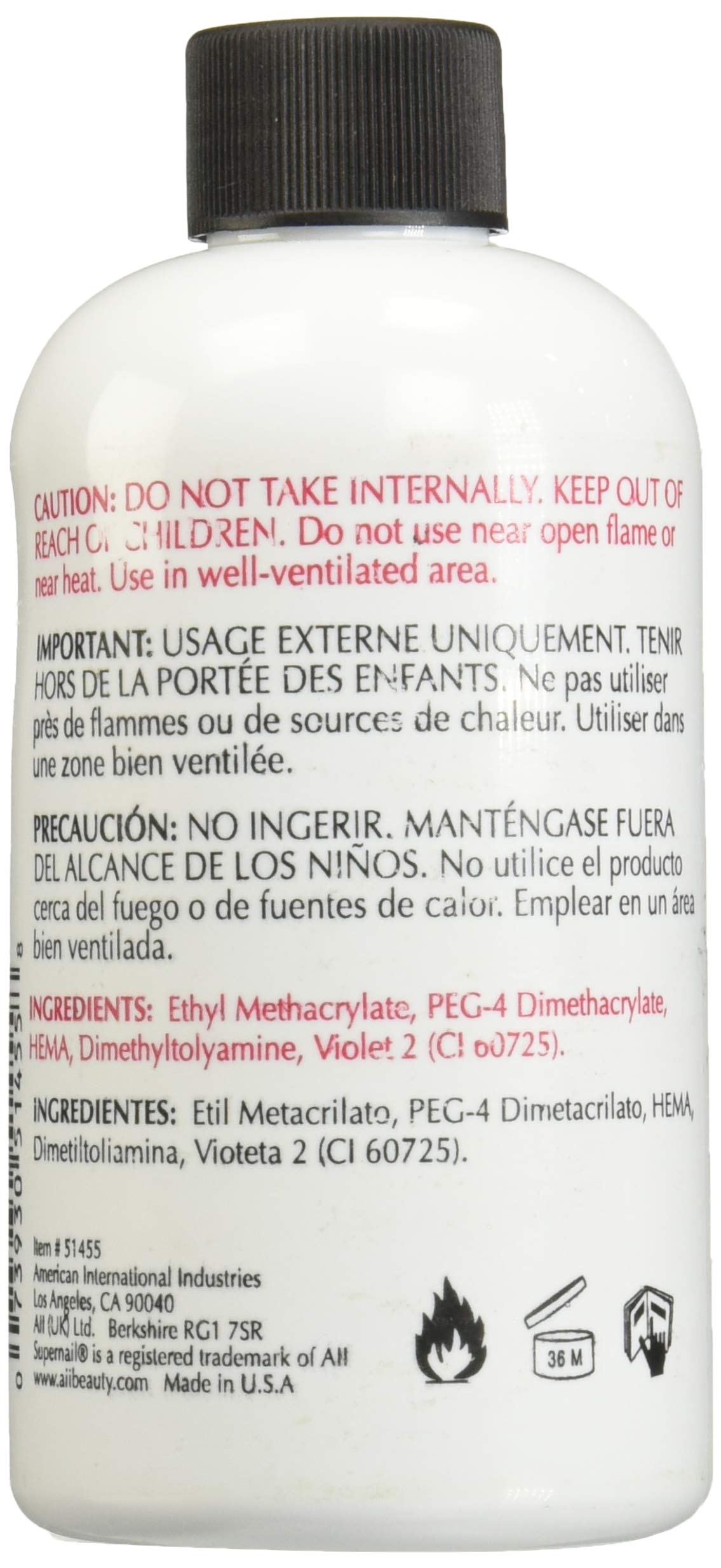 SuperNail Liquide pour ongles 8oz, avant/après application, démontrant efficacité et finition nette