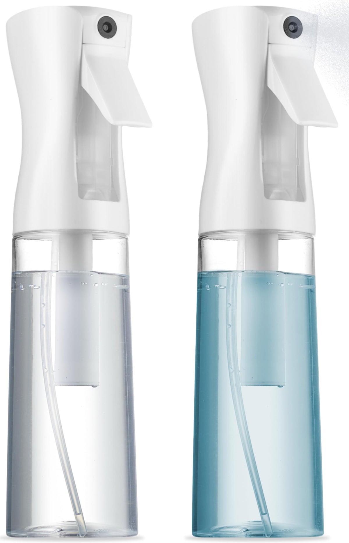 Bouteille pulvérisateur continue SUPER+ pour cheveux avec brume homogène.
