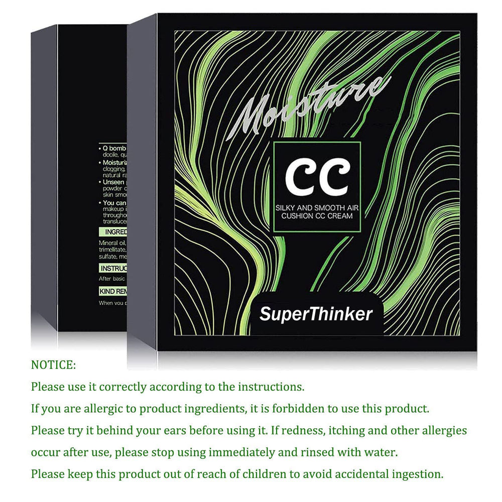 Fini naturel et lumineux du SuperThinker Air Cushion CC Cream sur peau unifiée.