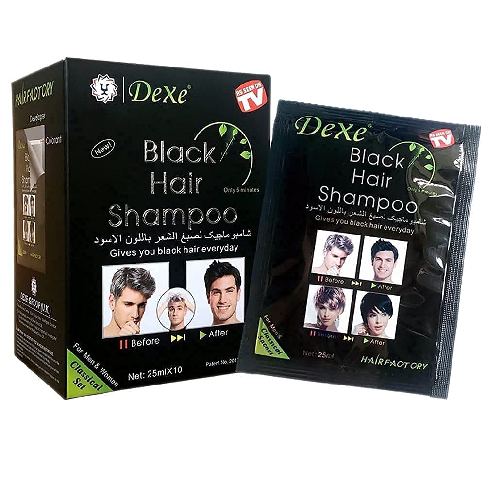 SUPGUDER Dexe shampooing-cheveux-noirs: couleur noire temporaire facile à appliquer