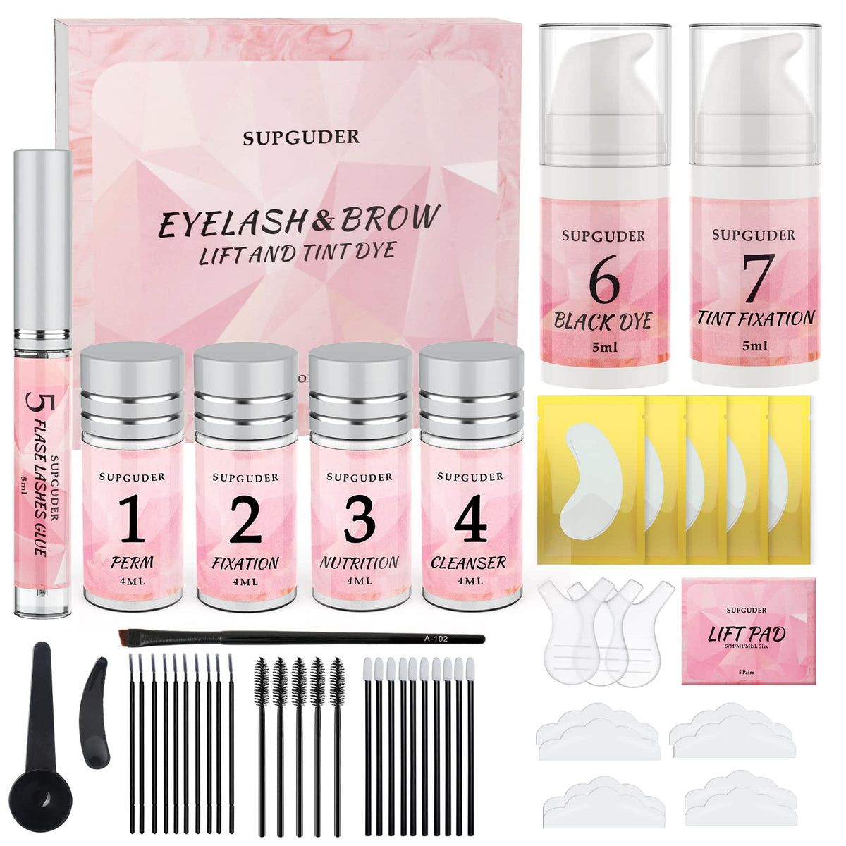  SUPGUDER kit 4-en-1: regard definis et cils recourbés durablement.