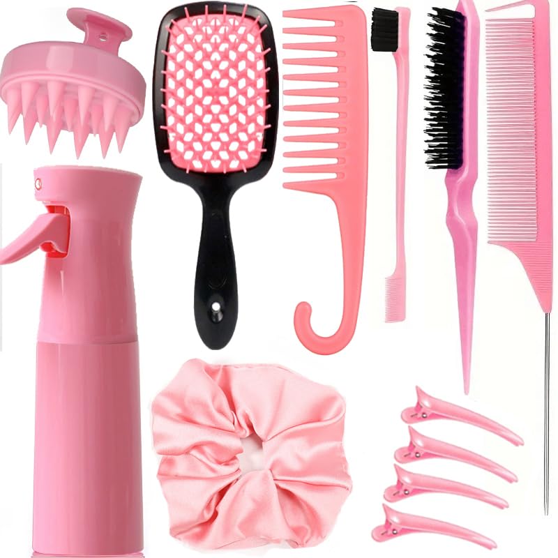 SUPHOUSE ensemble brosses rose pour démêlage rapide et coiffage polyvalent.