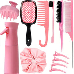 SUPHOUSE ensemble brosses rose pour démêlage rapide et coiffage polyvalent.