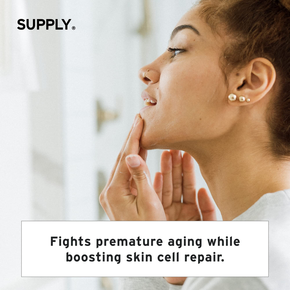 Supply crème visage homme avec squalane et beurres végétaux, soin nourrissant rapide.