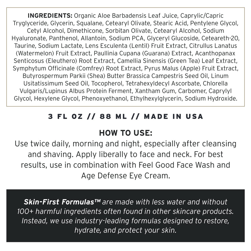 Usage quotidien sans parfum de la crème Supply visage homme, peau sensible compatible.