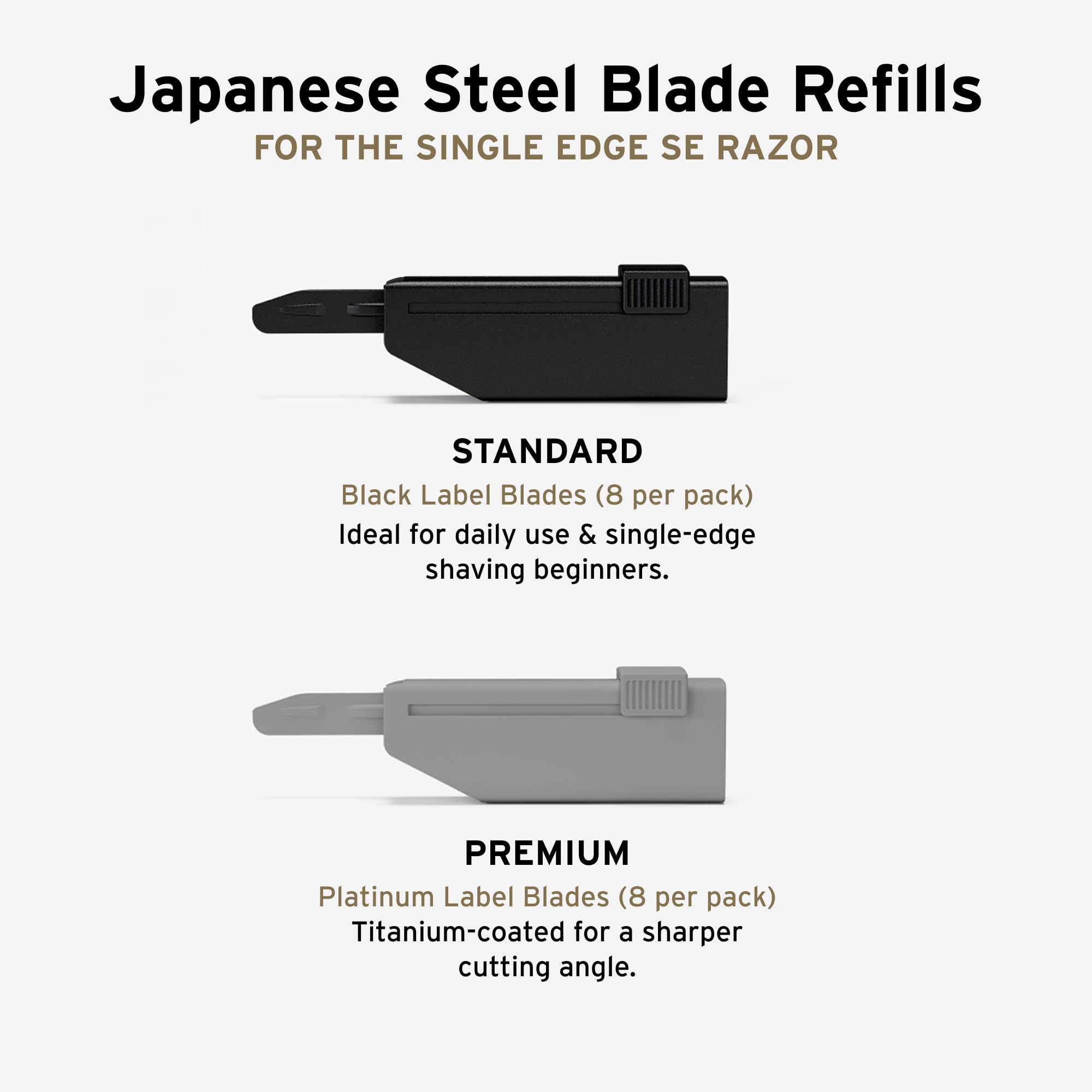 Lames japonaises Supply platine, coupe nette et bord durable.