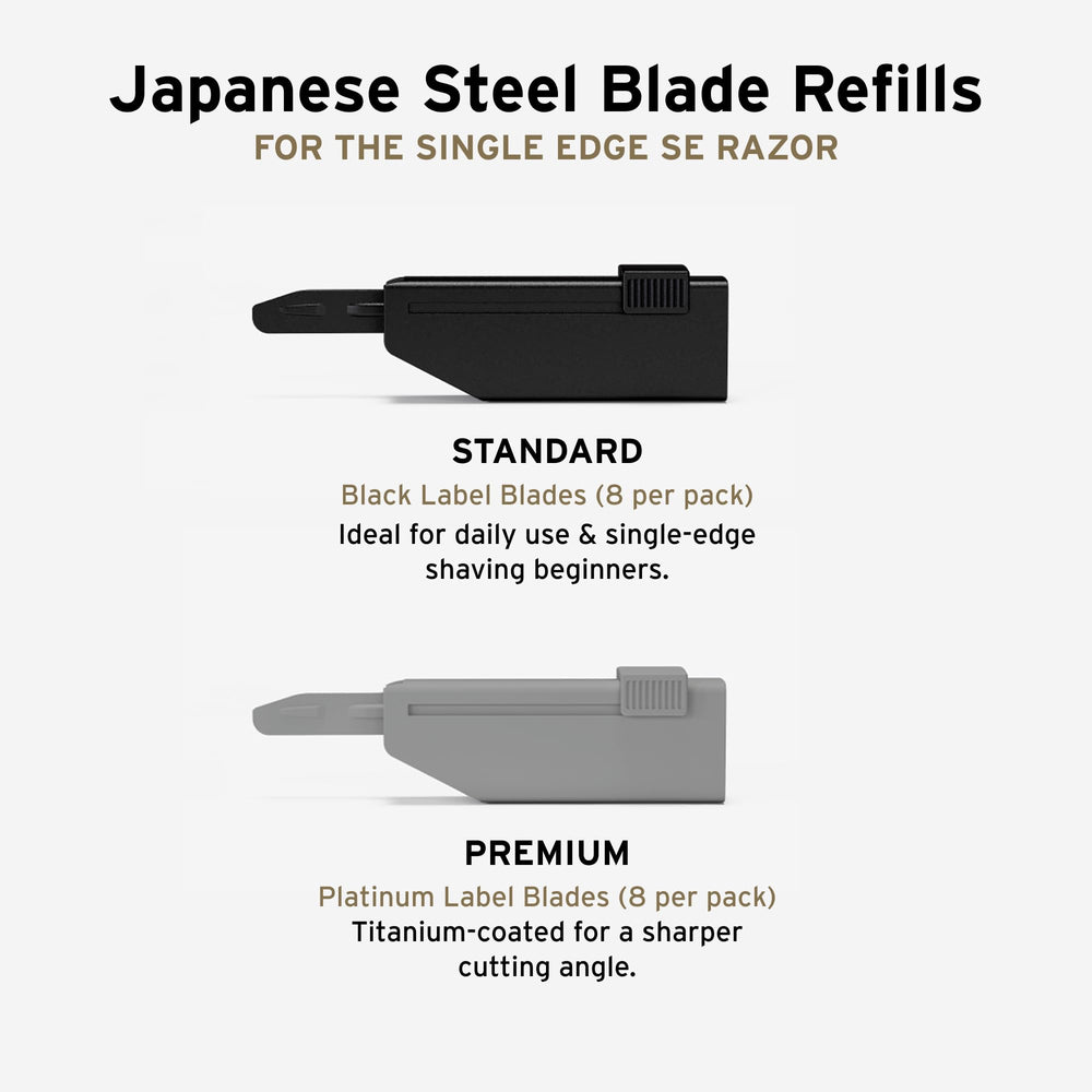 Lames japonaises Supply platine, coupe nette et bord durable.