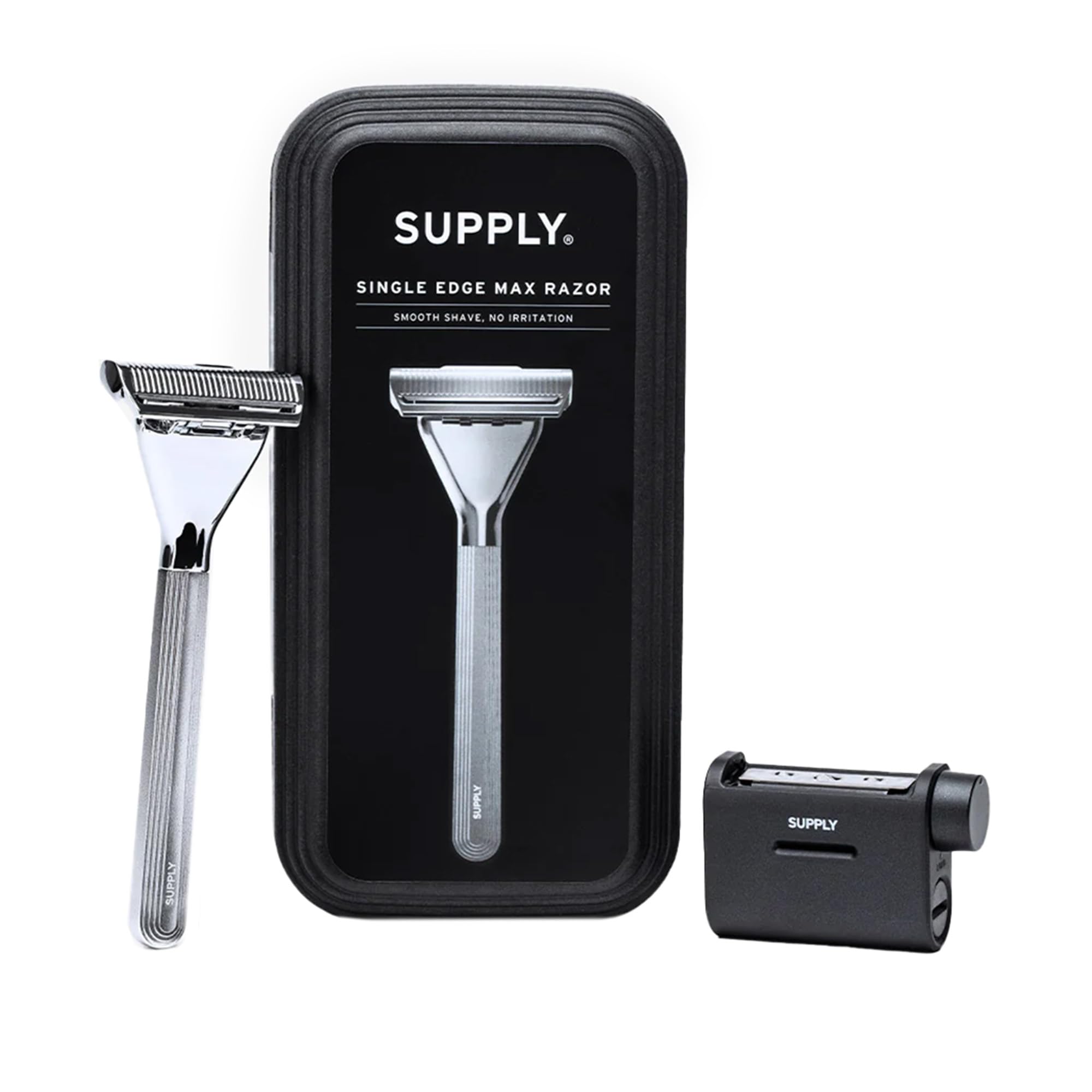 Rasoir SUPPLY Single Edge Max avec corps métallique pour un rasage précis et durable.