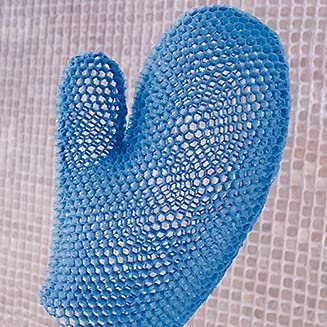 Gant Supracor à cellules hexagonales, exfoliation uniforme sur la peau