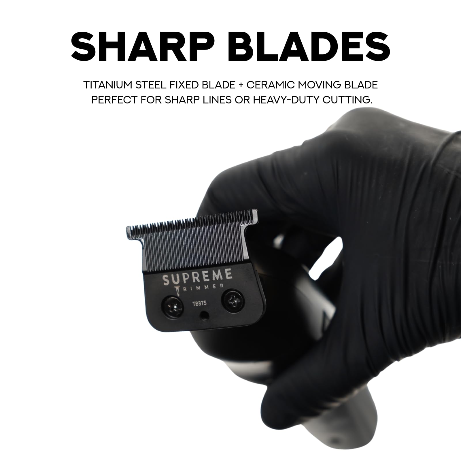 Supreme Trimmer close-up of DLC T-blade highlighting sharpness and smoother cuts