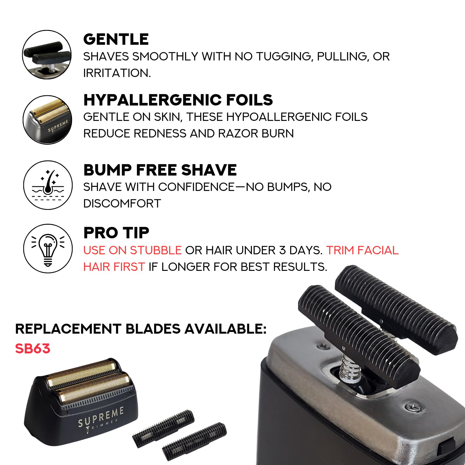 Voyage facile avec étui et rangement compact du kit Supreme Trimmer.