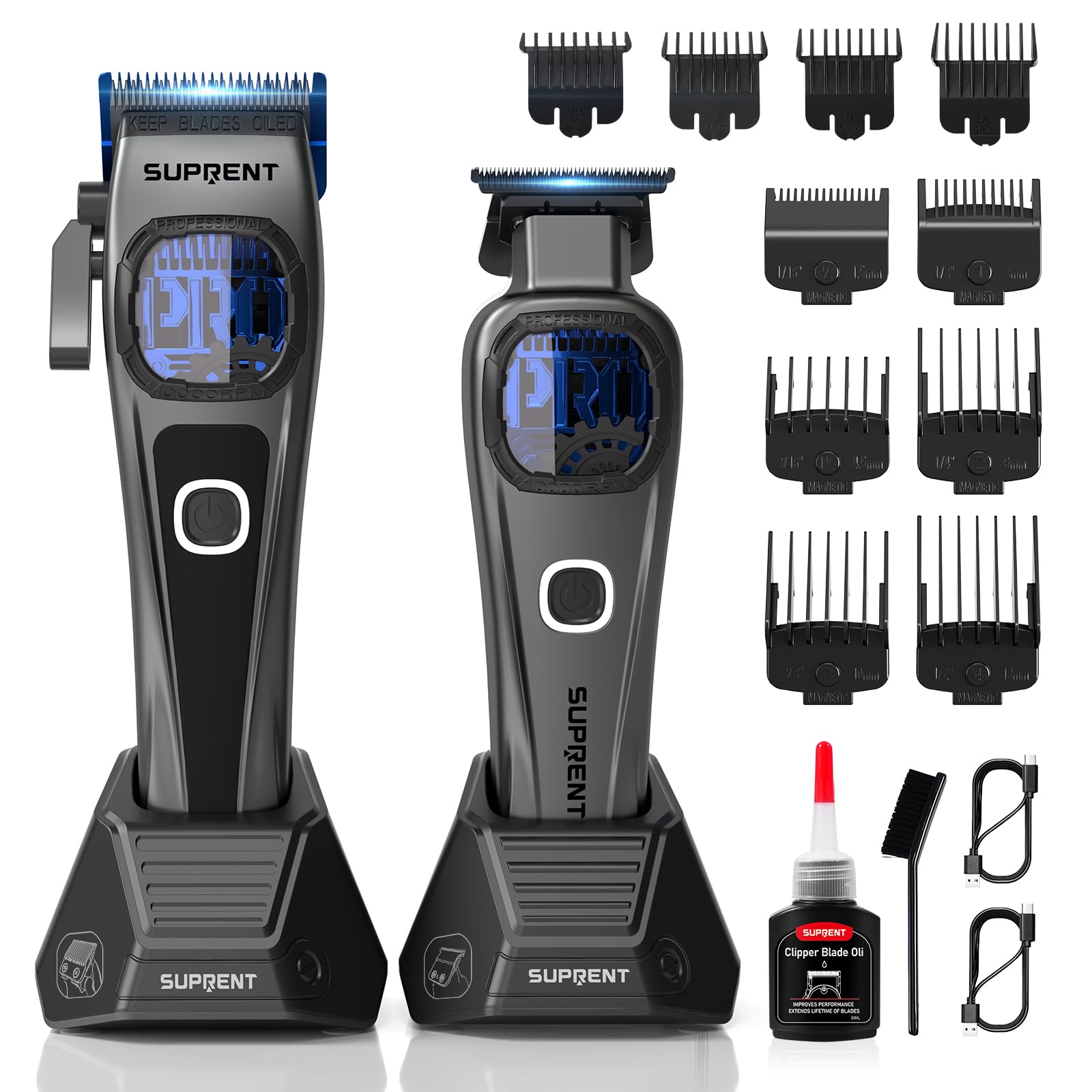 SUPRENT tondeuses professionnelles sans fil avec moteur 10000 tr/min pour des coupes rapides.