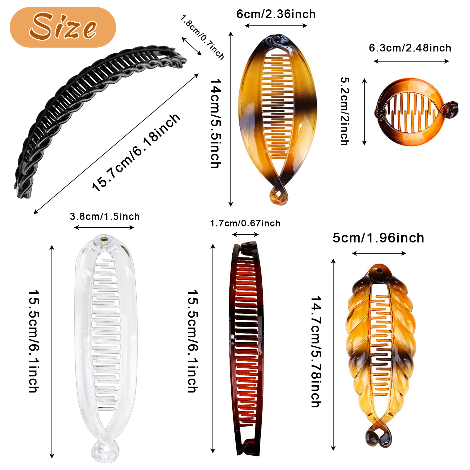 Pinces-banane-interlock-flexibles Suptizizkz adaptées aux cheveux épais et longs.