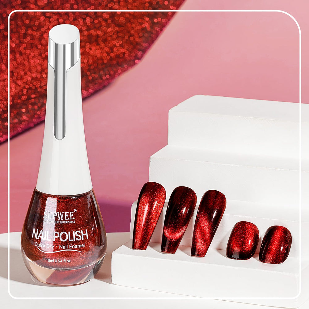 SUPWEE emballage cadeau élégant pour offrir ce vernis Cat Eye rouge.