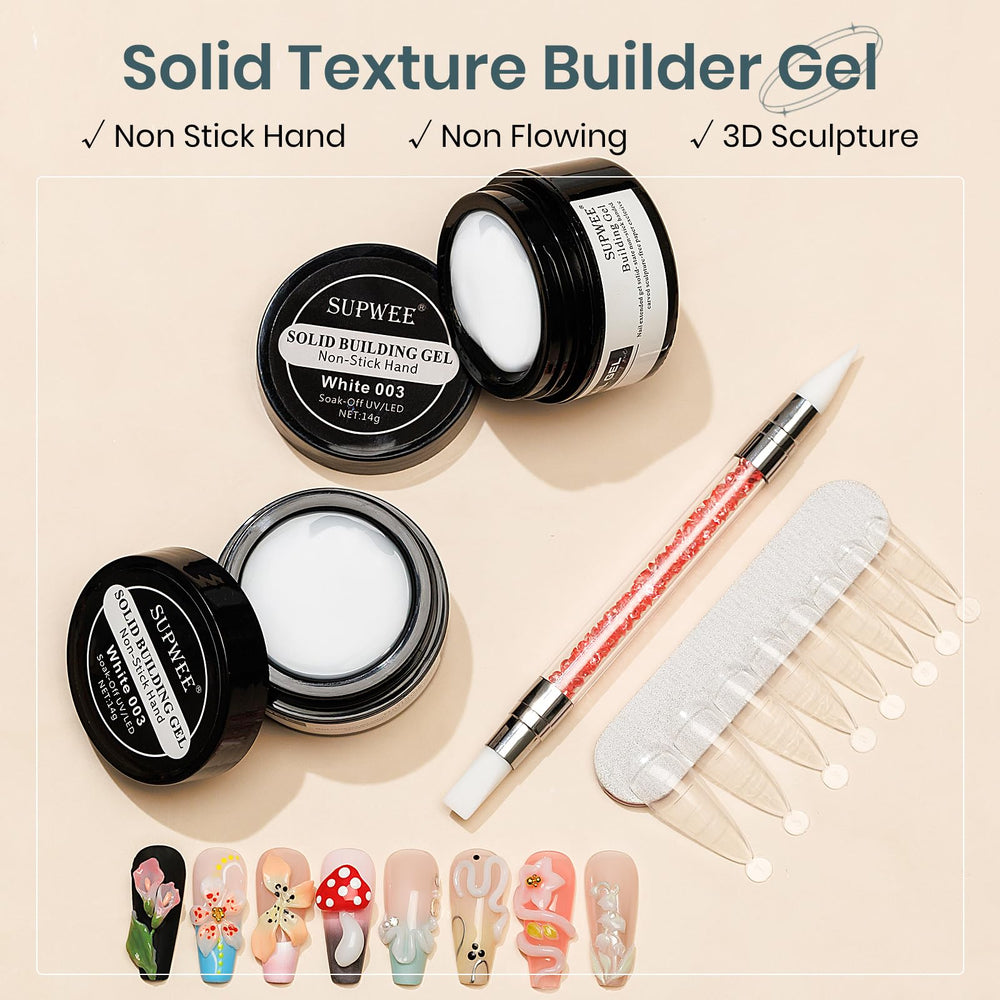 SUPWEE Gel 3D blanc – extension d’ongles précise et durable.
