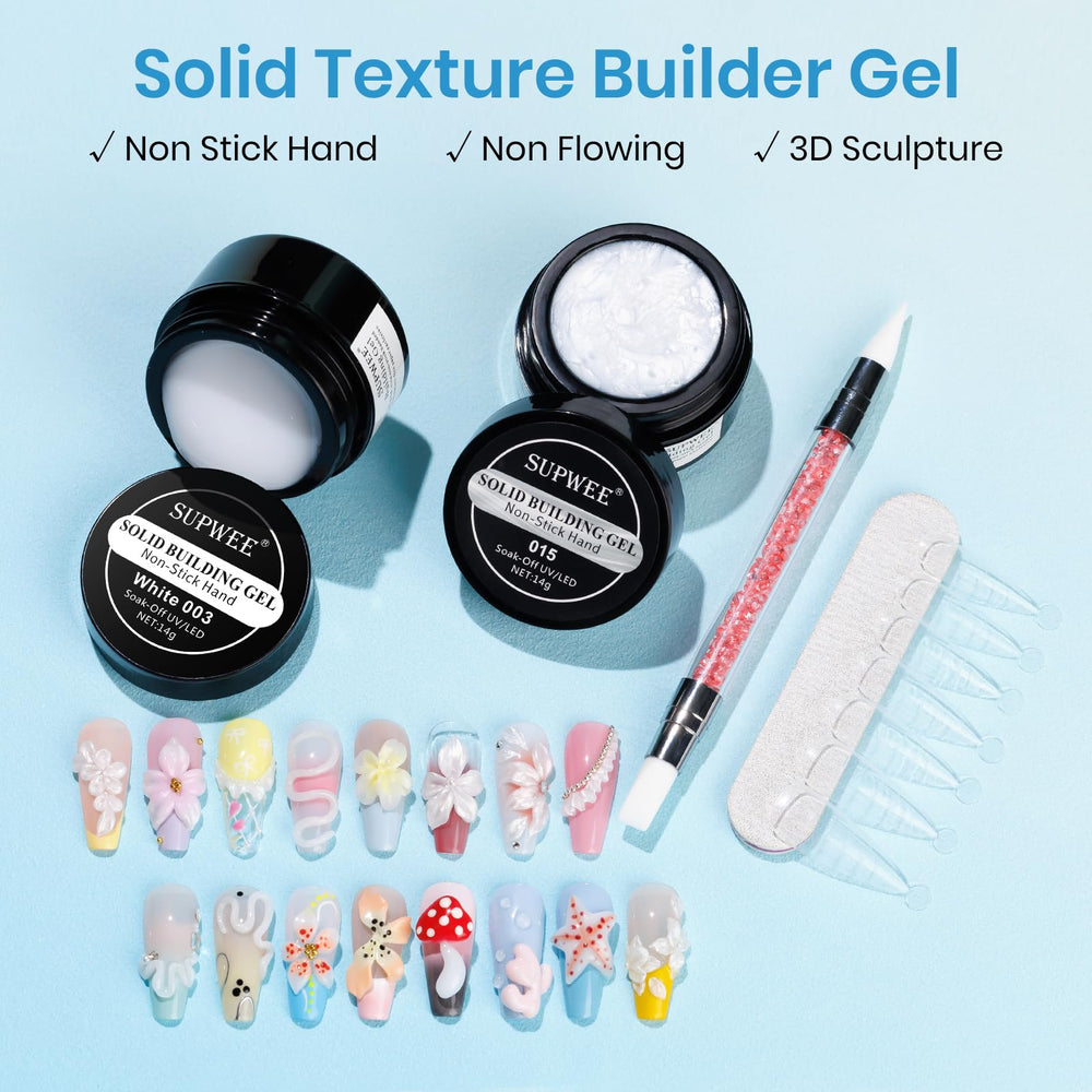 SUPWEE gel 3D extension blanc nacré – démonstration précise pour des extensions nettes.