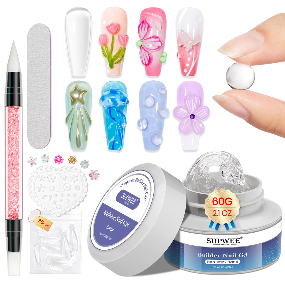 SUPWEE gel-builder 60 g clair sur bouteille pour des extensions nettes et durables