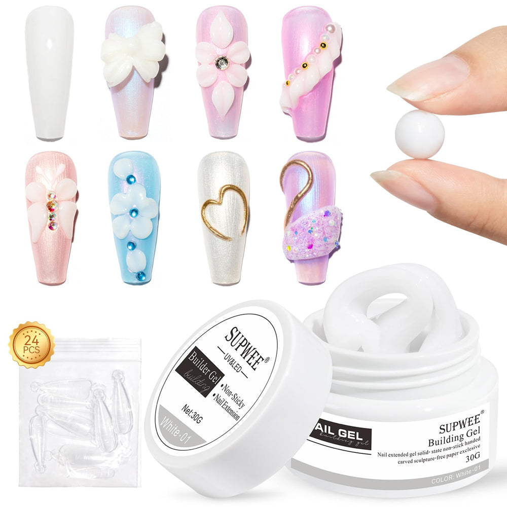 SUPWEE Gel constructeur solide 30 g prêt pour des extensions d'ongles en 3D.