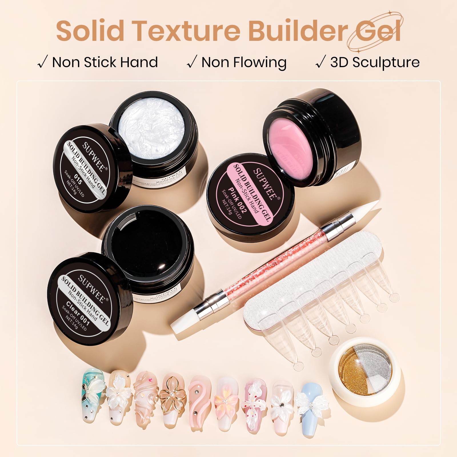 Gel d’extension SUPWEE perle blanche pour des ongles lumineux.