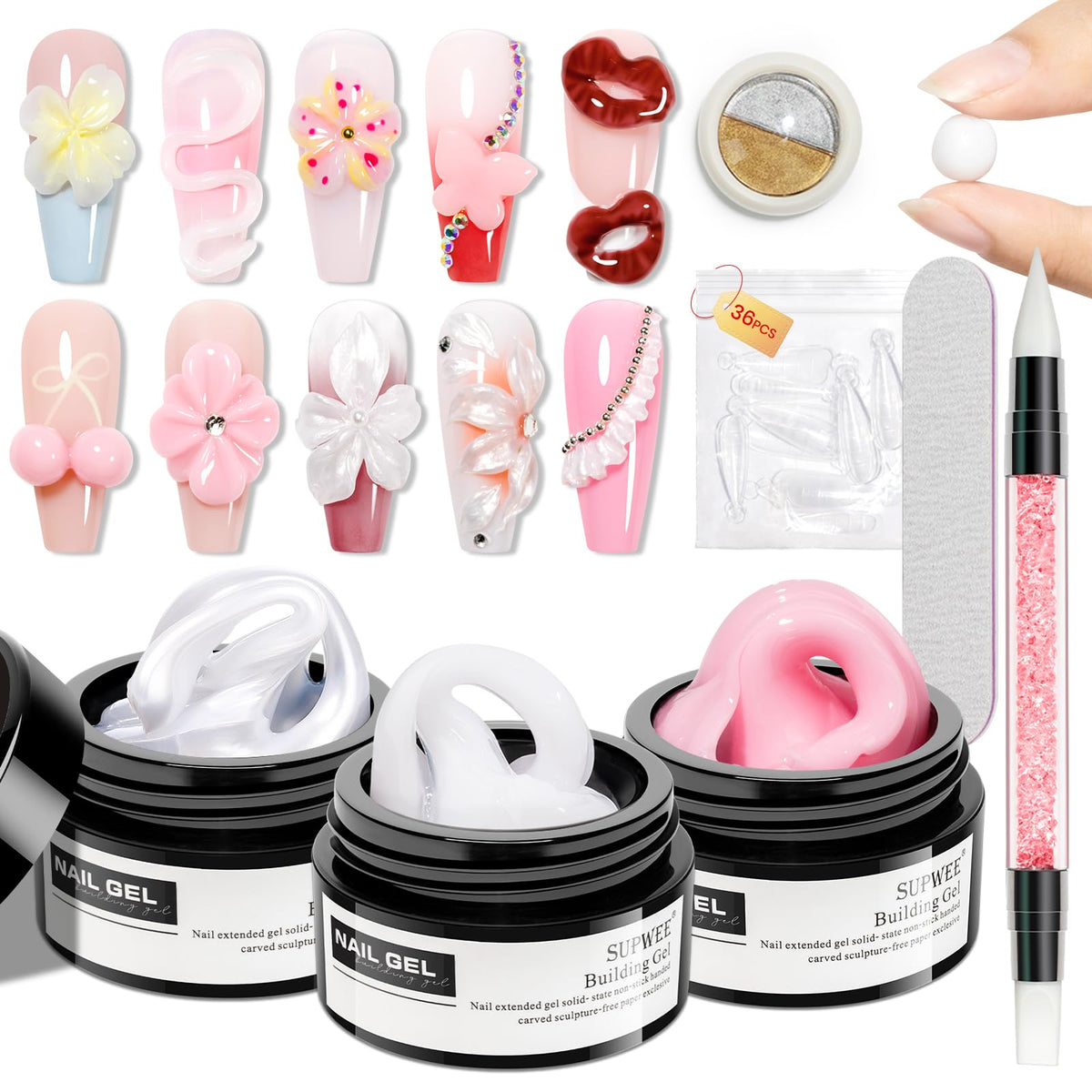 Gel SUPWEE 3D perle blanche pour extensions à domicile