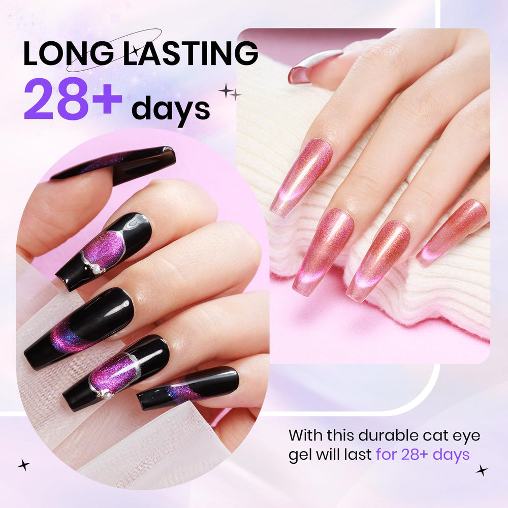 SUPWEE Gel oeil-de-chat, longue tenue possible avec application soignée.