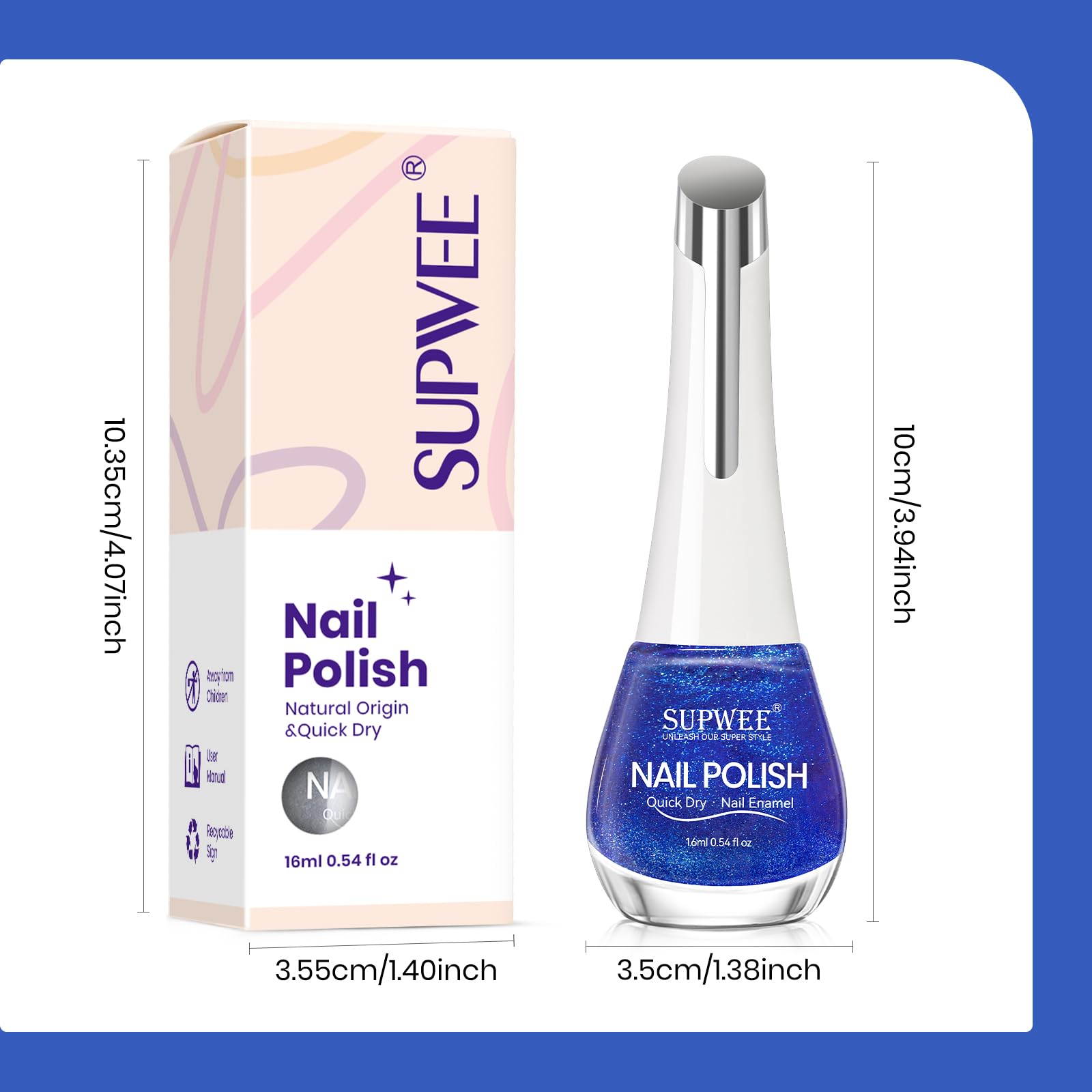 Kit mani DIY SUPWEE cat-eye bleu, facile à utiliser.