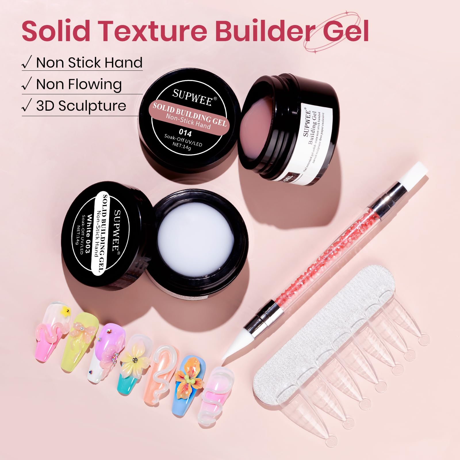Kit Supwee extension 3D pour ongles, tout-en-un pour débutants.