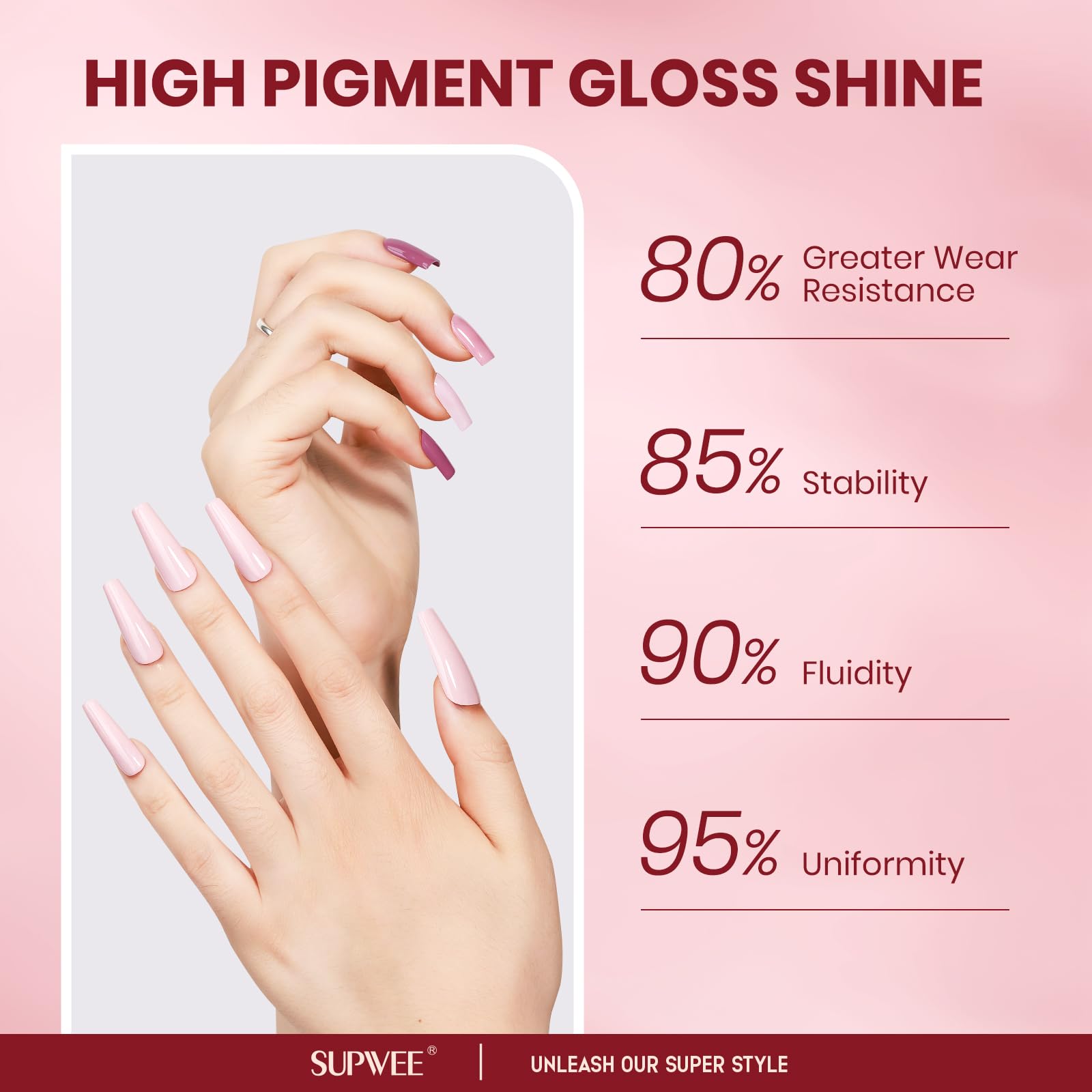 SUPWEE Nude : ongles nude avec brillance naturelle.