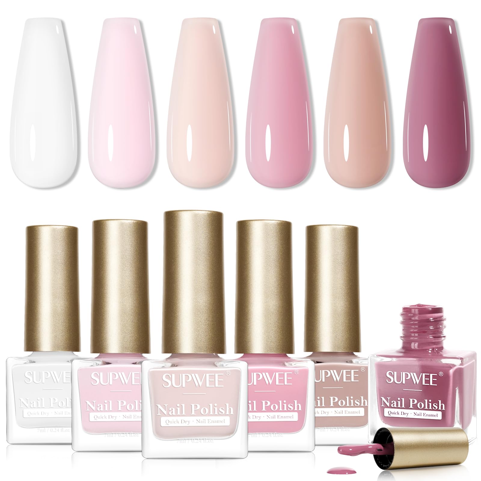 SUPWEE Nude : ensemble de vernis nude en bouteilles, palette polyvalente.