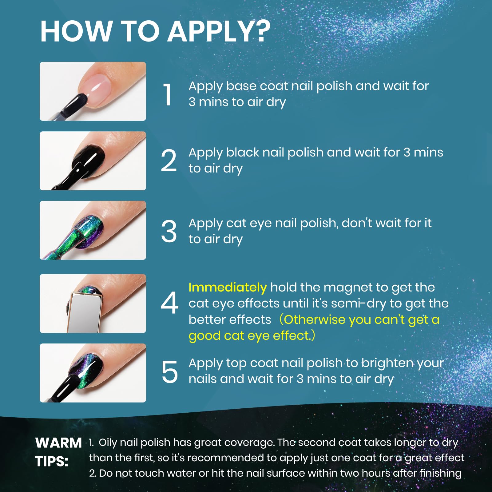 Ongles SUPWEE avec motifs œil-de-chat faciles à réaliser.