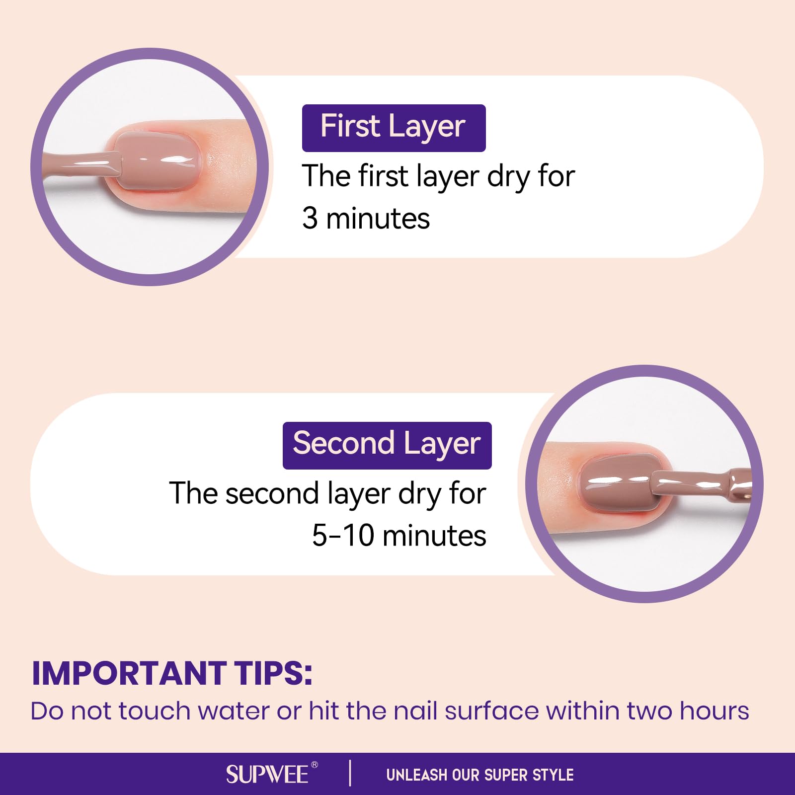 Vernis SUPWEE brun, application à domicile fluide pour une manucure artistique
