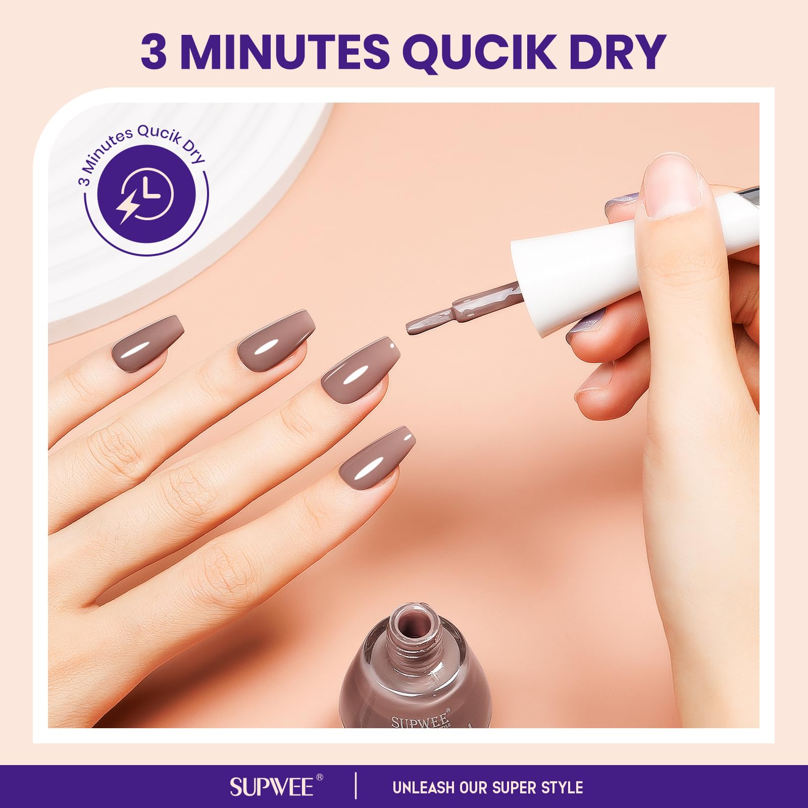 SUPWEE vernis brun, base huile pour une tenue durable