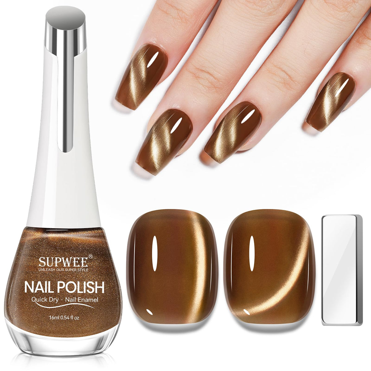 Vernis SUPWEE brun cat-eye avec aimant pour effet regard félin