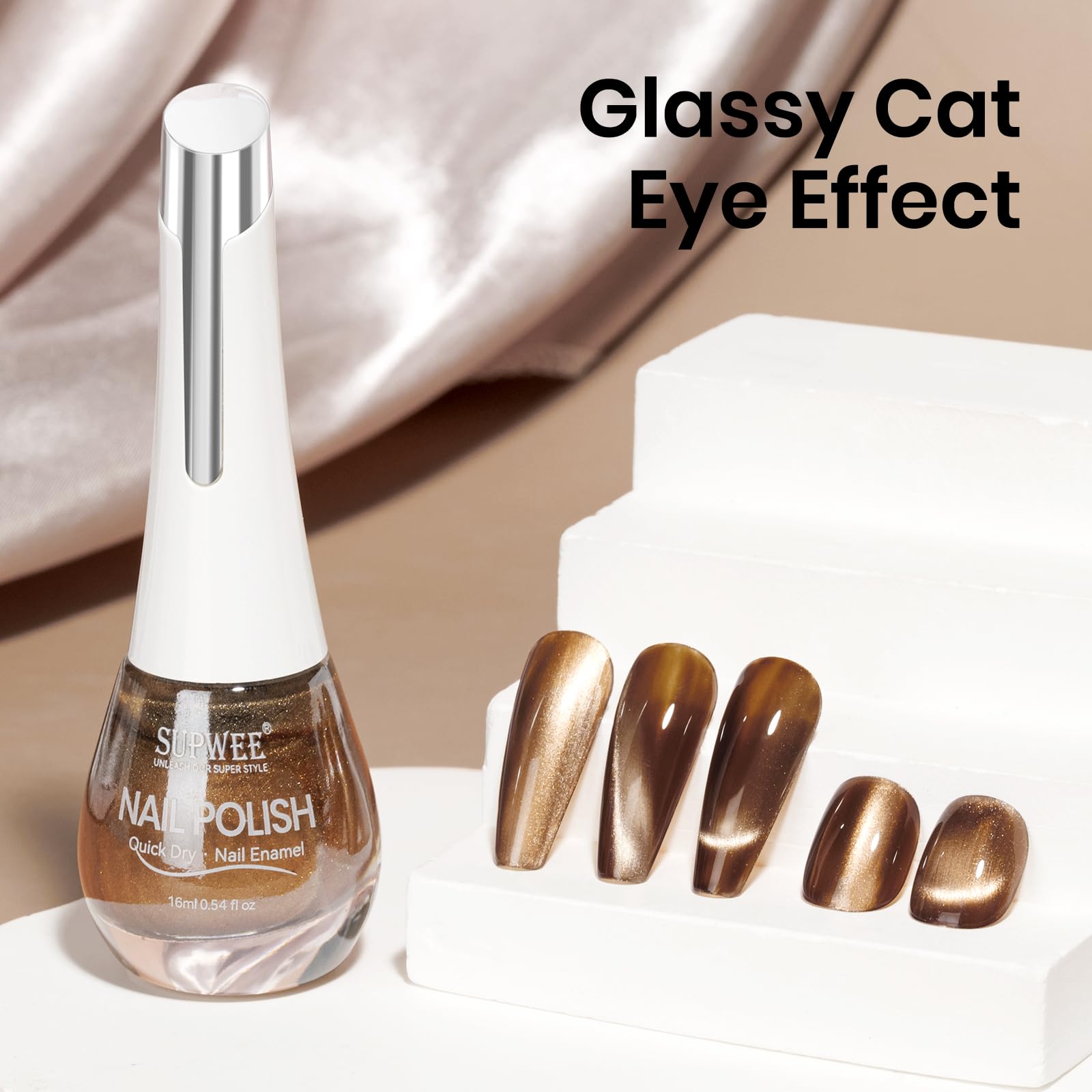 Vernis SUPWEE brun cat-eye magnetique pour motifs variés