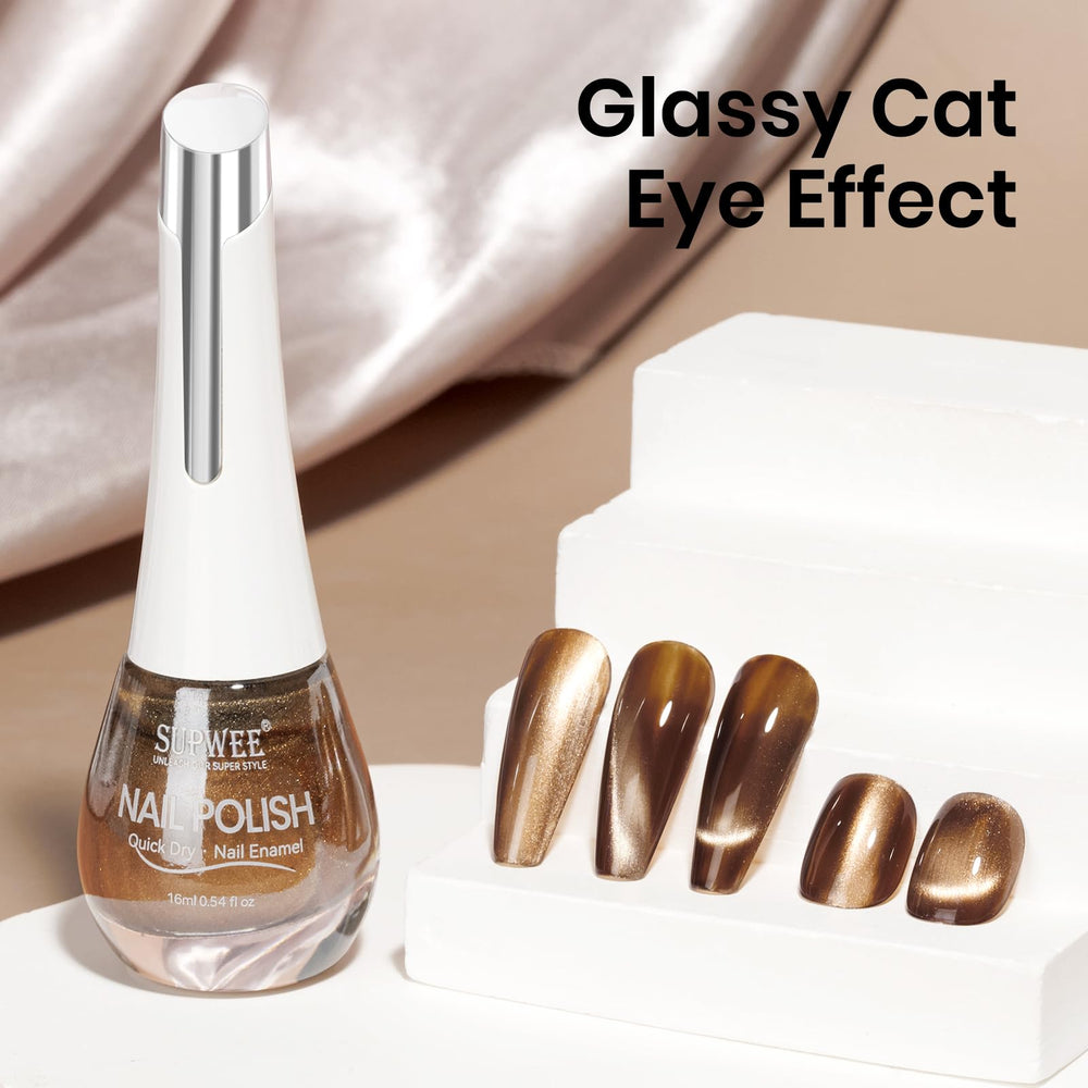 Vernis SUPWEE brun cat-eye magnetique pour motifs variés