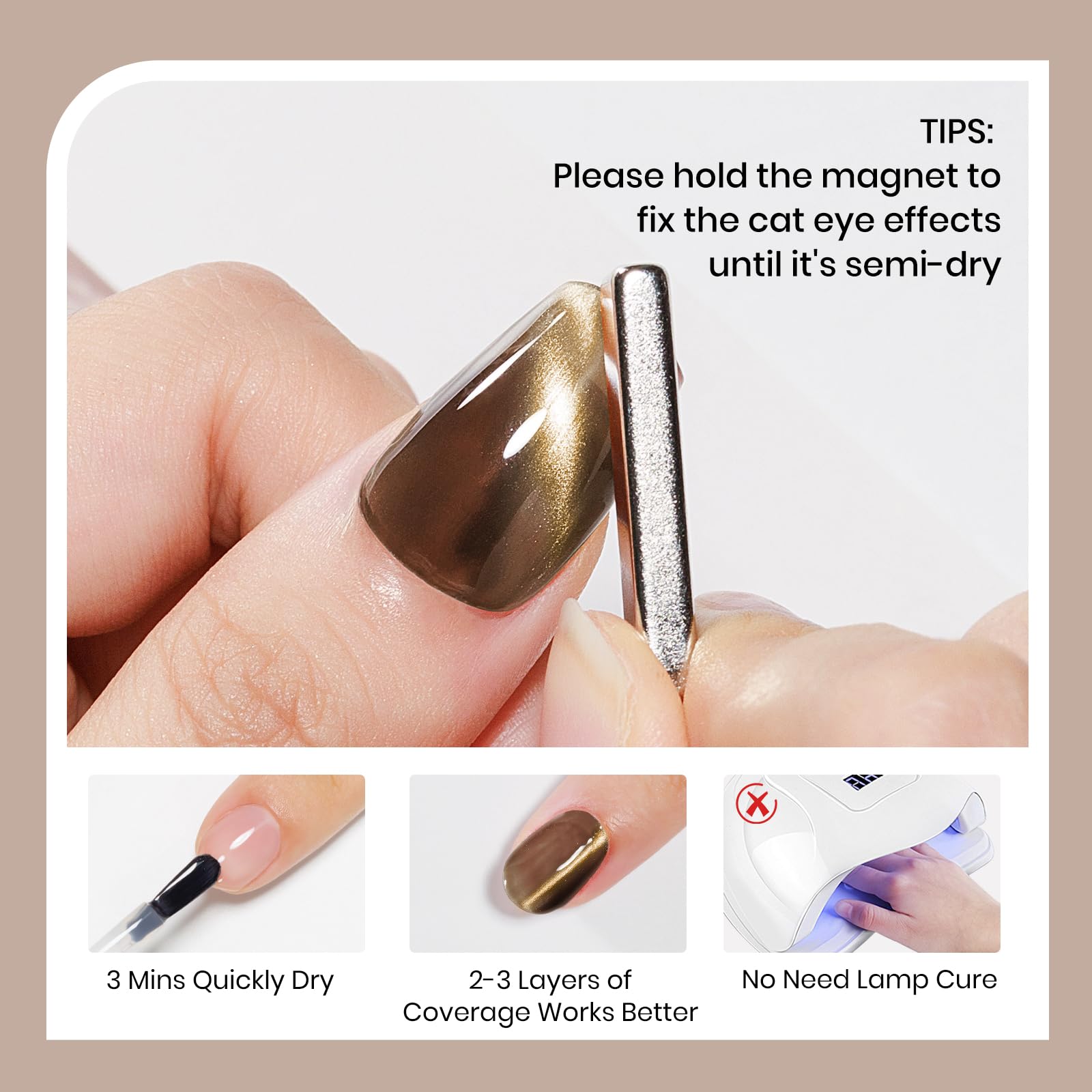 Vernis SUPWEE brun cat-eye sèche rapidement sans lampe UV