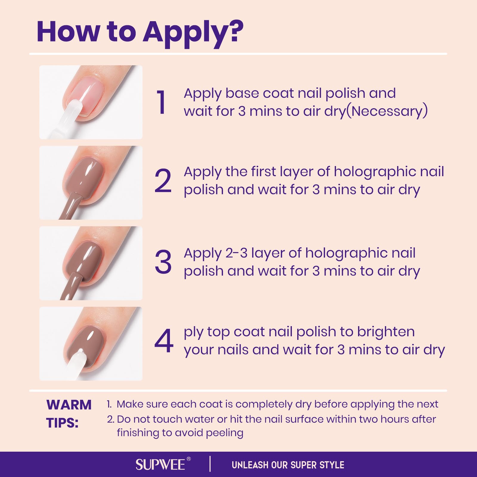 Vernis SUPWEE brun, parfait pour des créations de nail art maison