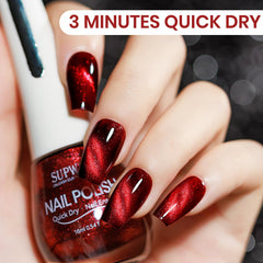 SUPWEE vernis Cat Eye rouge appliqué en 2 à 3 couches pour intensité.
