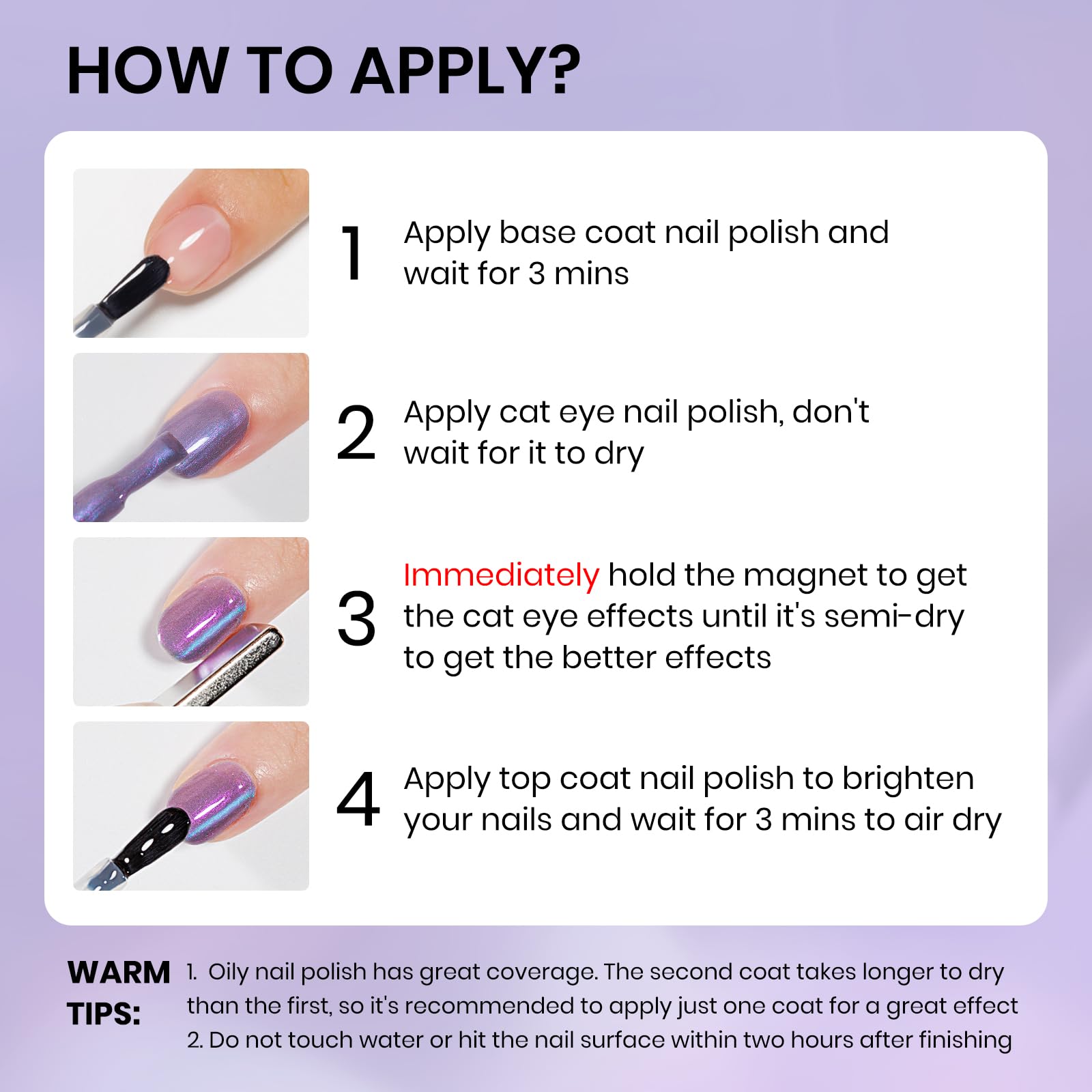 Application facile du vernis Cat Eye SUPWEE en plusieurs couches