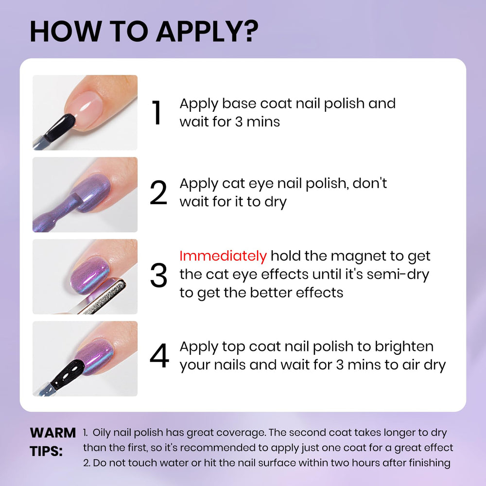 Application facile du vernis Cat Eye SUPWEE en plusieurs couches