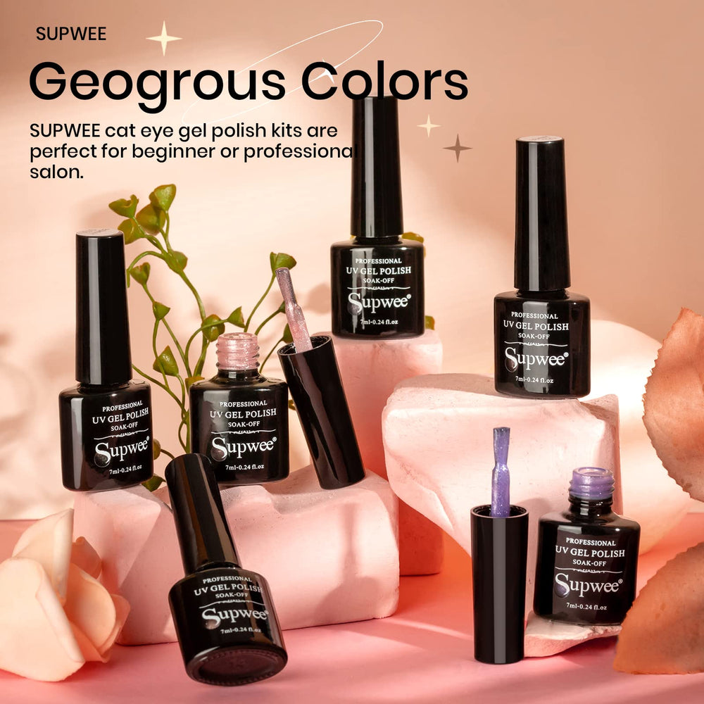 SUPWEE vernis gel œil de chat argent métallique — effet miroir subtil