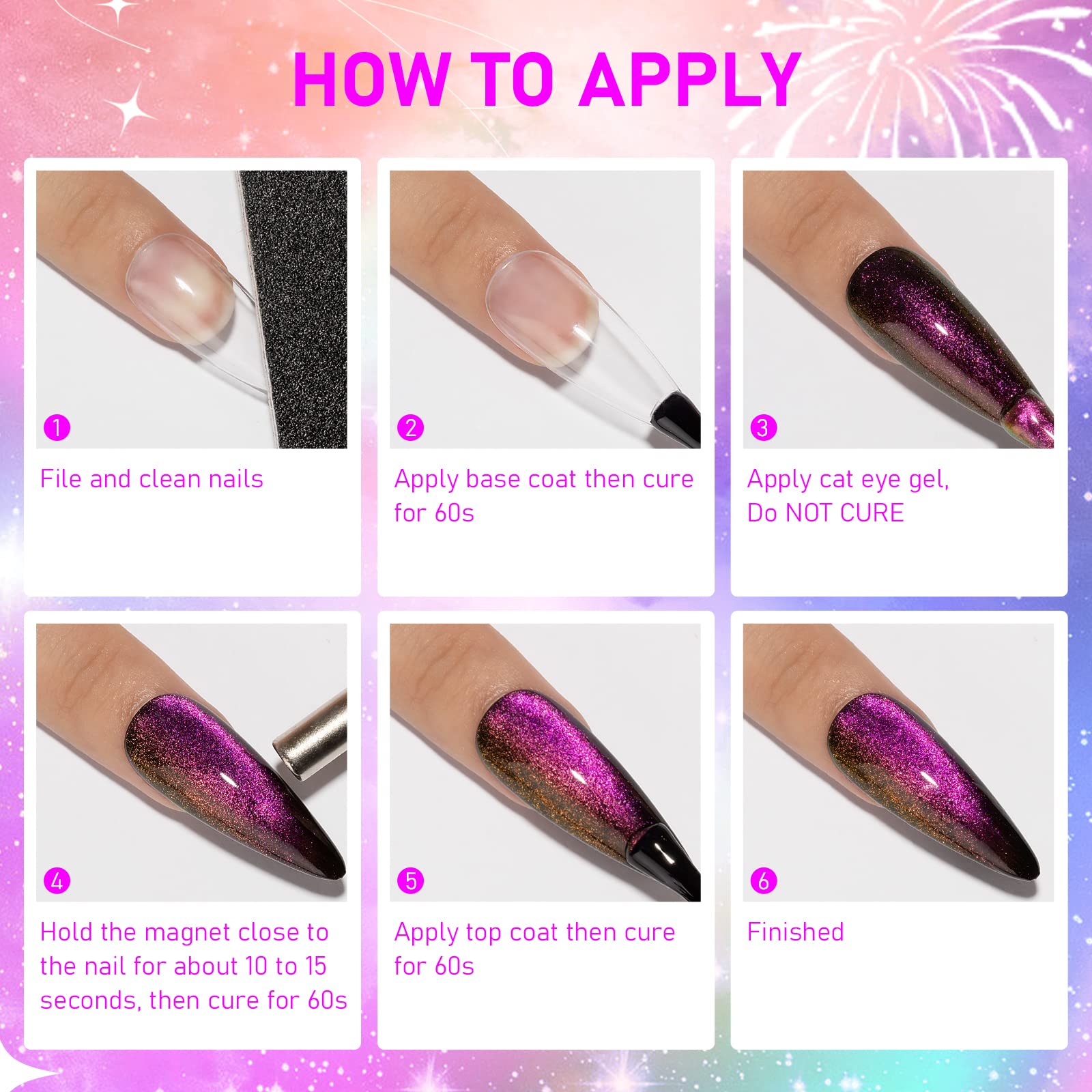 SUPWEE Vernis Cat Eye effet ciel etoilé changeant selon la lumière.