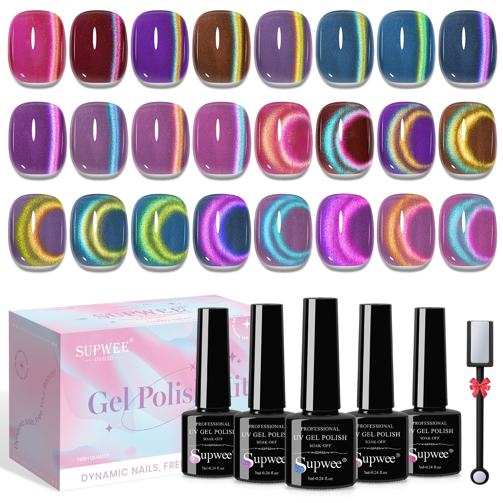 SUPWEE vernis gel cat eye ensemble à 12 couleurs pour des looks variés